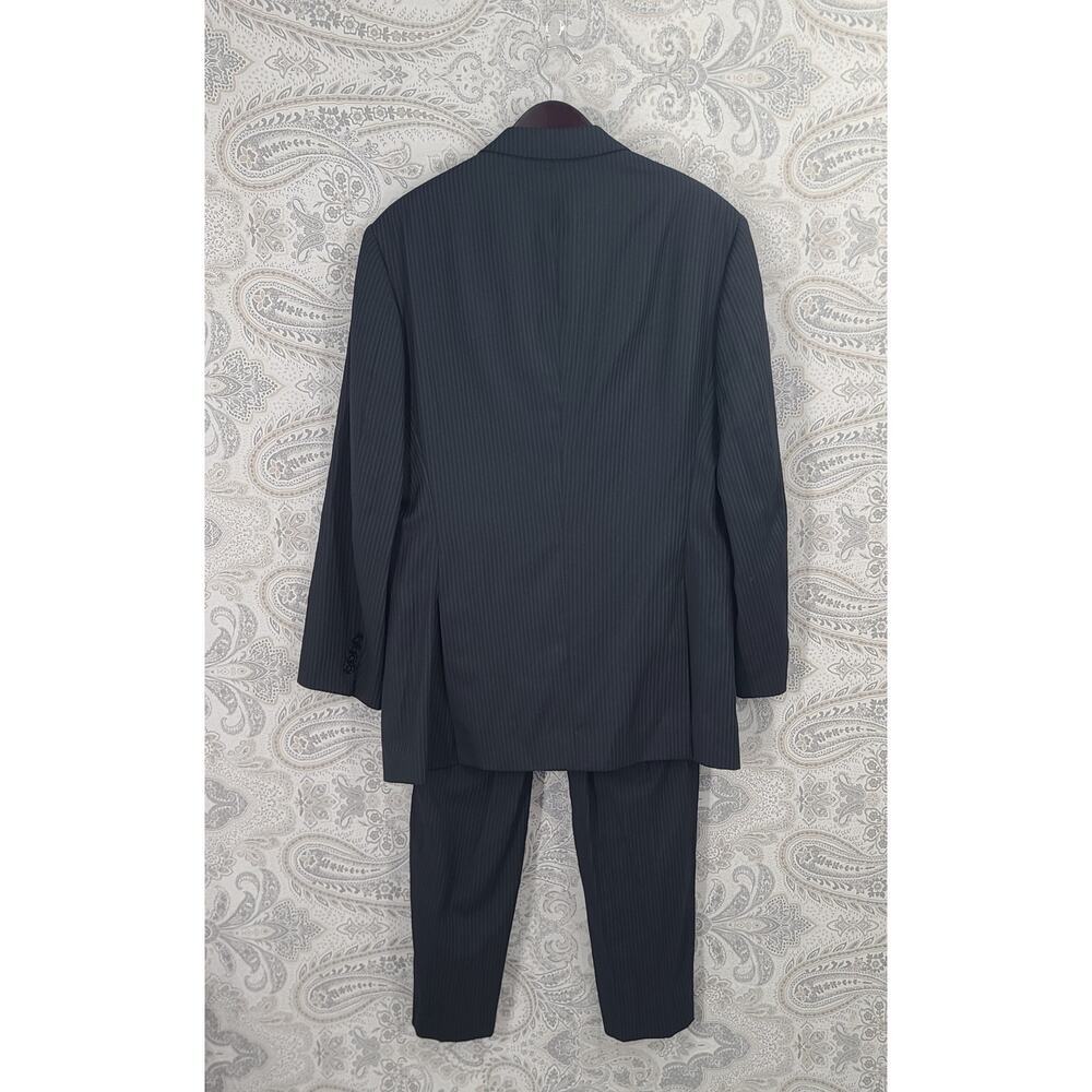 Versace Collection Men Black Wool Pinstripe Suit … - image 2